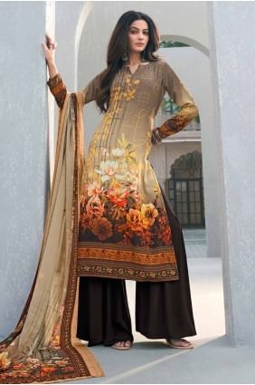 Tailleur pantalon droit en crêpe de crêpe avec impression numérique SK154883