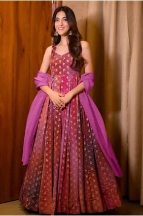 robe robe en mousseline de soie chinon multicolore avec imprimé GW1021