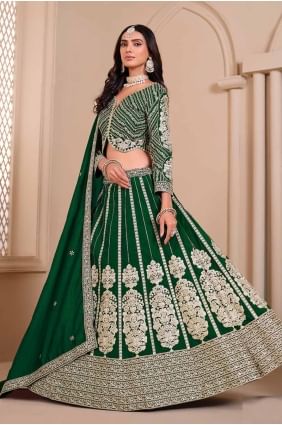 Lehenga choli de mariage vert en broderie scintillante LC8186