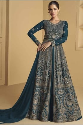 Costume Rama Eid Anarkali en georgette avec broderie AS4012