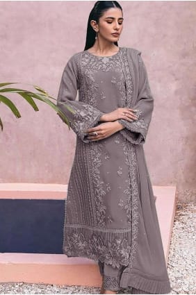 Aïd Salwar Kameez brodé mauve en georgette SK154958