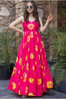 Gown Dress in pink Rayon with Digital print GW1030