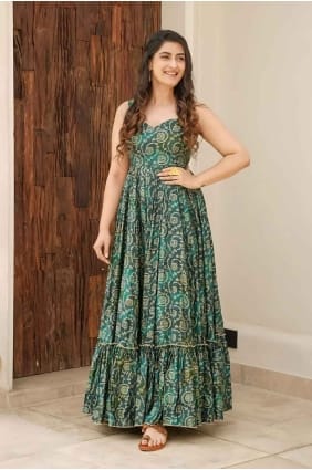 rayon gown dress with digital print in rama GW1033