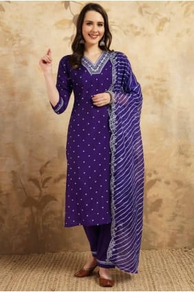 tailleur pantalon droit chanderi à imprimé numérique en violet SK154999