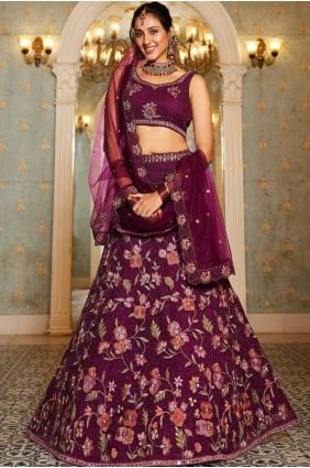 burgundy party lehenga choli with embroidered n LC8258