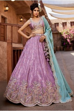 choli lehenga en satin avec broderie LC8382