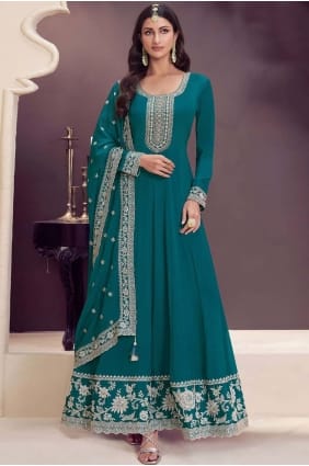 Costume Anarkali en mousseline de soie avec broderie AS4083