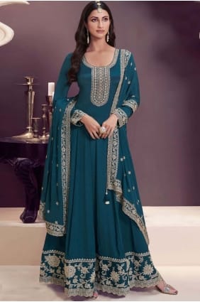 Costume Anarkali en mousseline de soie avec broderie AS4087