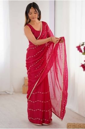 Pink Saree in Chiffon with Sequins embroidered SR28521