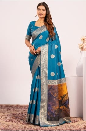 Resham, zari Banarasi Saree en soie à Firozi SR29449