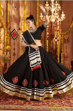 Lehenga Choli Noir en Viscose Designer avec Dupatta LC8544