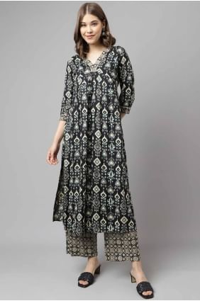 kurti noir uni en coton KTI2643