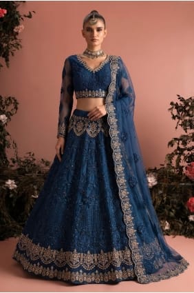 Lehenga Choli brodé en tulle violet LC9052