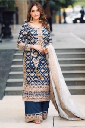 Ensemble palazzo Eid en fausse georgette avec sequins PZ4300