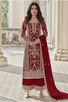 Ensemble palazzo bordeaux avec tulle brodé PZ4472