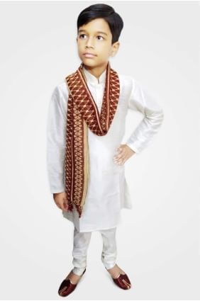 kurta garçon en soie art blanc byu0002