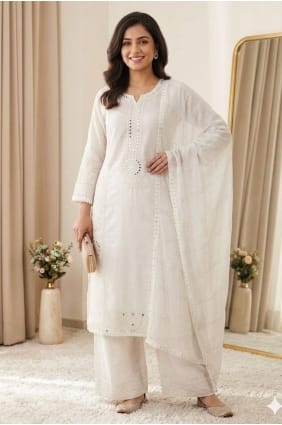 Chanderi Chanderi Salwar Kameez avec miroir SK159137