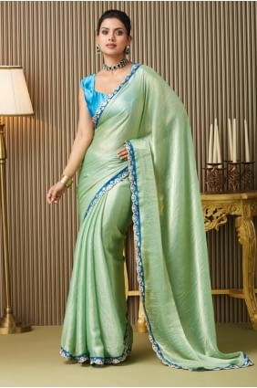 sari en mousseline de soie uni en pista SR28580