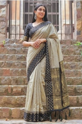 Sari en coton Chiku avec zari SR30237