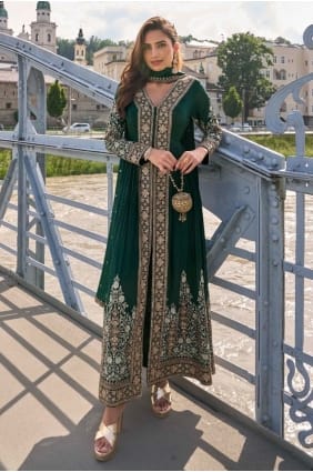 Ensemble palazzo vert en mousseline de Chinon avec broderies PZ4445