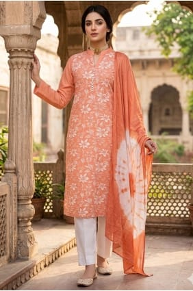 Salwar Kameez en coton rouille imprimé SK15890