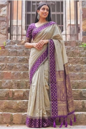 Chiku Saree en coton en Zari SR30239