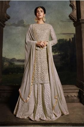 costume palazzo crème de l'Aïd avec filet brodé PZ4104