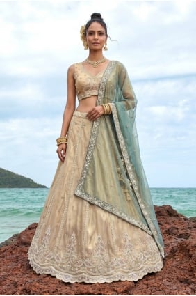 Lehenga Choli couleur crème brodée LC9172