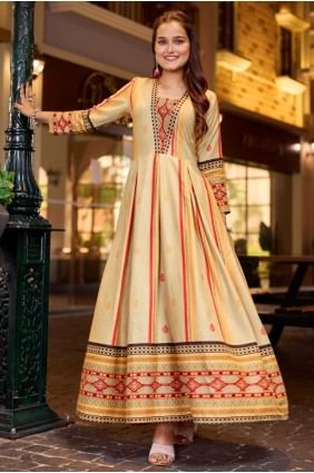 Robe tissée crème en rayonne GW1170