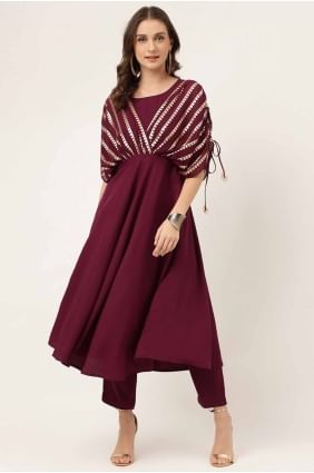 kurti en crêpe violet uni KTI2648