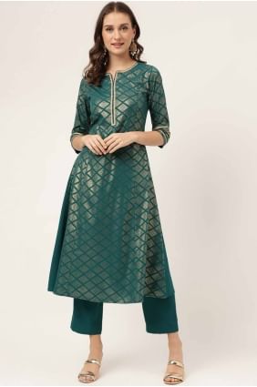 kurti en crêpe uni bleu sarcelle KTI2657