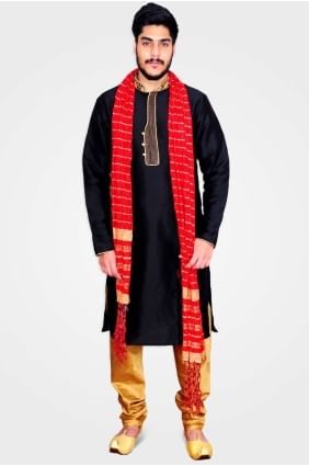art noir soie hommes kurta KURU0002