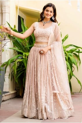 Lehenga Choli bleu ciel en tulle brodé LC9059