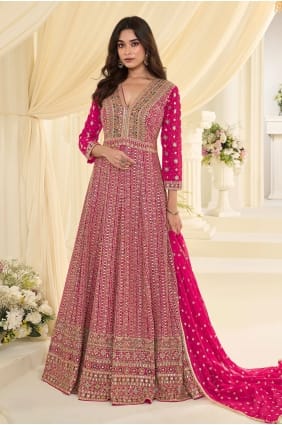 Robe en georgette brodée rose GW1291