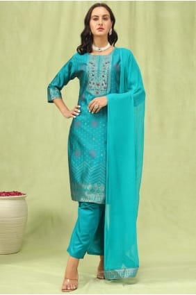 Salwar Kameez brodé jacquard Rama SK15841