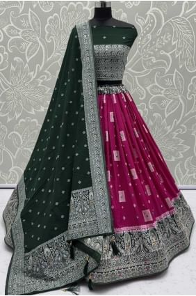 Lehenga choli en georgette rose avec broderie exquise LC8668