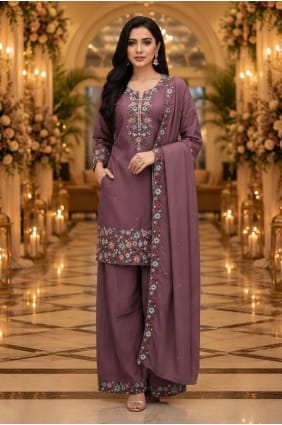 Ensemble palazzo Mouve scintillant avec broderies PZ4492