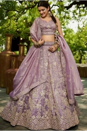Lehenga Choli en tissu lavande avec broderie LC8596
