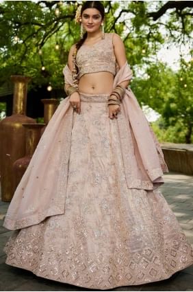 Lehenga choli en tissu brodé pastel poussiéreux LC8594