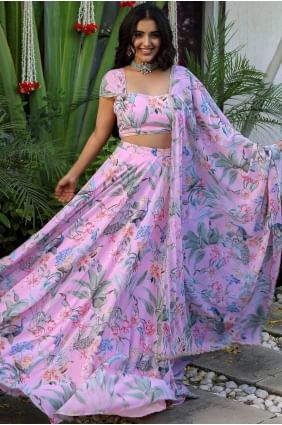 Lehenga Choli Rose en Georgette avec Dupatta LC8511