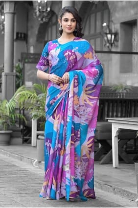 Robe longue en georgette imprimée multicolore GW1265