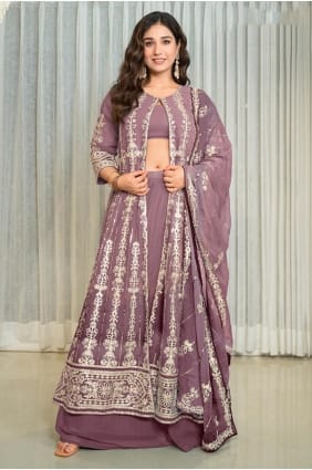 Lehenga Choli en georgette lavande brodée LS076
