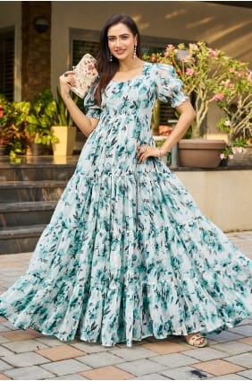 Robe longue en georgette imprimée multicolore GW1320