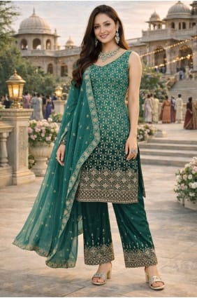 Ensemble palazzo en georgette multicolore avec broderies PZ4371