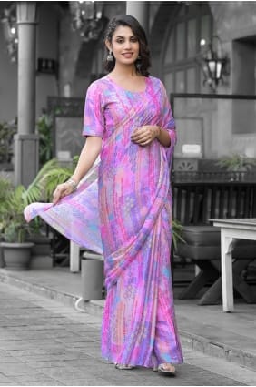 Robe longue en georgette imprimée rose GW1266