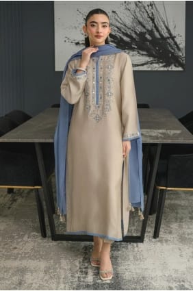 Chanderi Grey Salwar Kameez brodé avec Dupatta SK15854