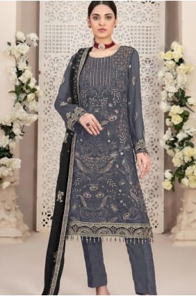 Georgette grise Eid salwar kameez SK155122