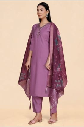 Ensemble droit en viscose lavande avec finitions à la main SK156125