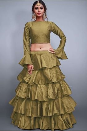 Choli Lehenga En Soie Dorée LCU0008