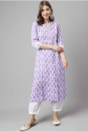 kurti en coton violet clair uni KTI2642